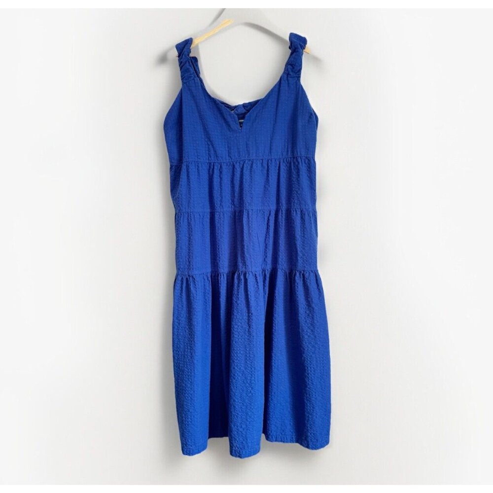 Old Navy Blue Tiered All-Day Dress XXL Open Back Summer Vacation Pockets